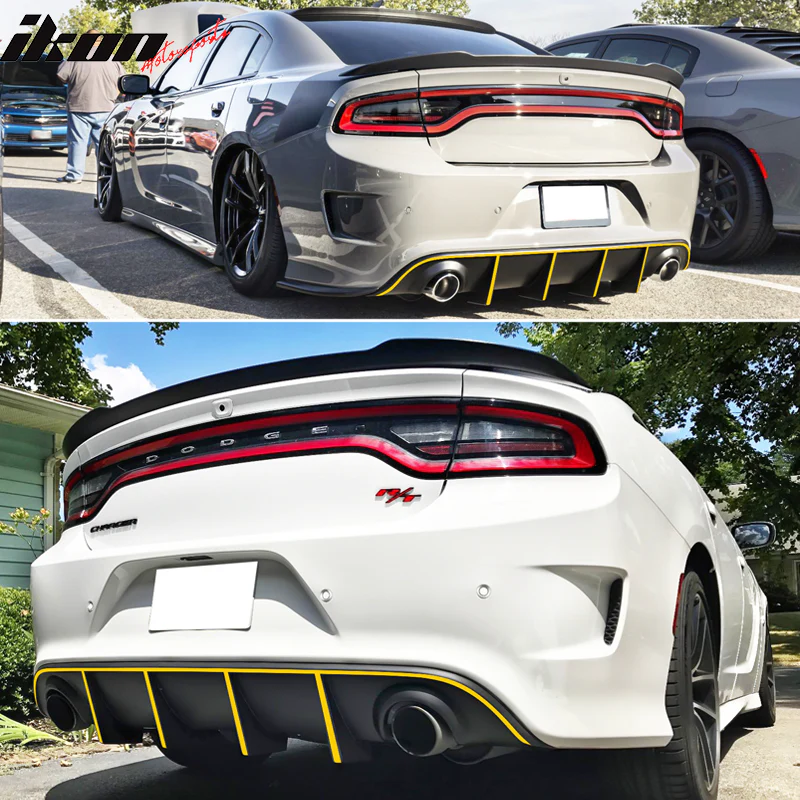 2015-2023 Dodge Charger SRT Rear Diffuser with Reflective Tape PP - Image 12