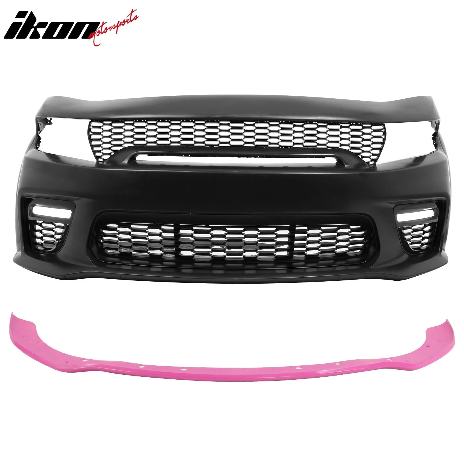 2015-2023 Dodge Charger Widebody Front Bumper Cover Pink Lip LED PP - Image 3