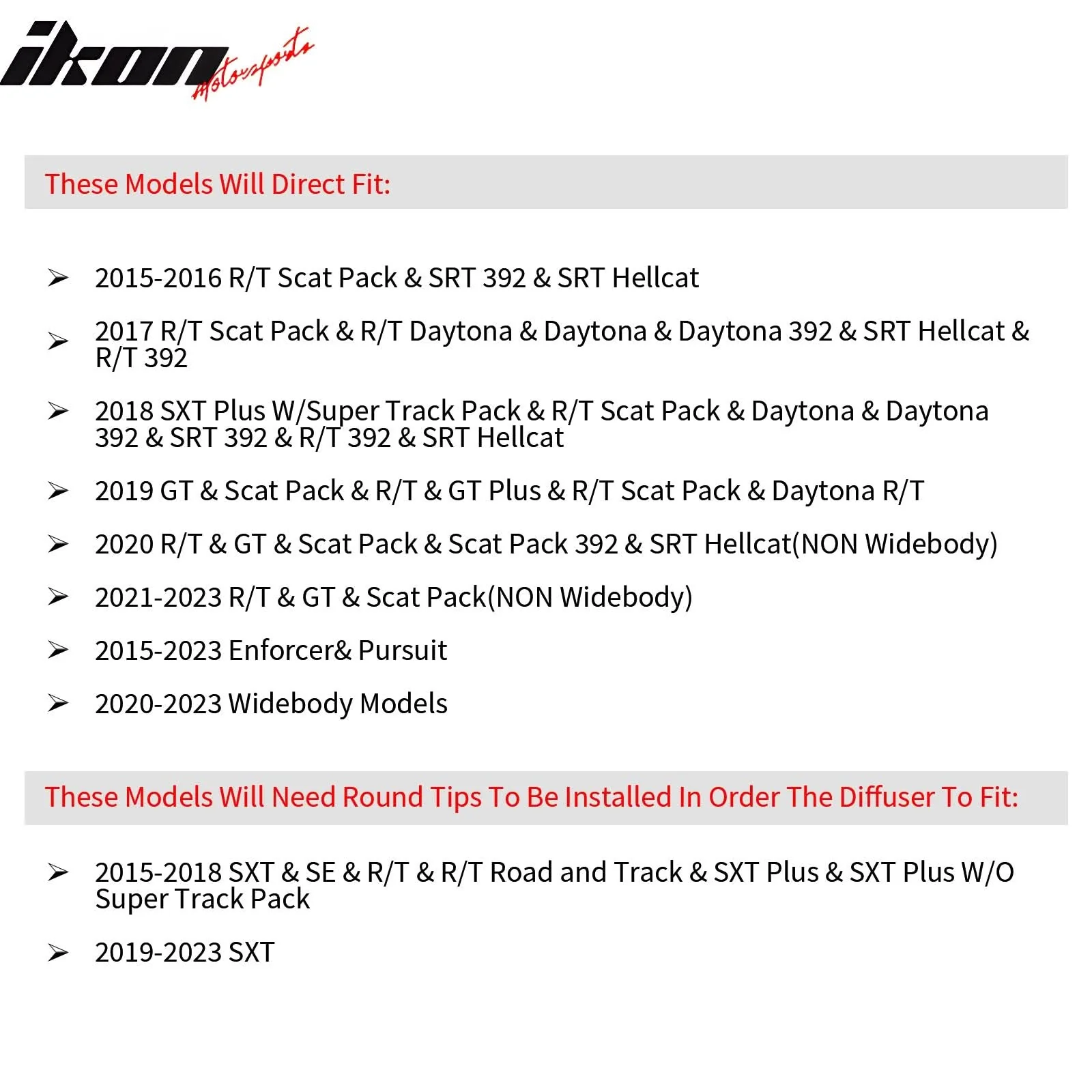 2015-2023 Dodge Charger Widebody Gloss Whole Bumper Kits Diffuser PP - Image 10