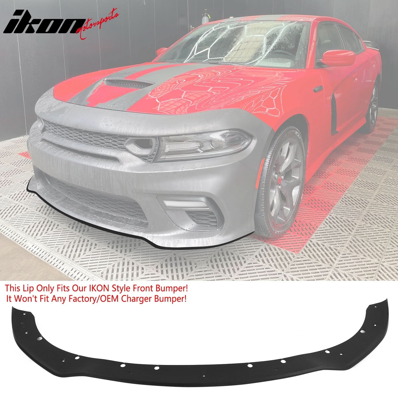 2015-2023 Dodge Charger Widebody LED Bumper Cover Matte Black Lip PP - Image 2
