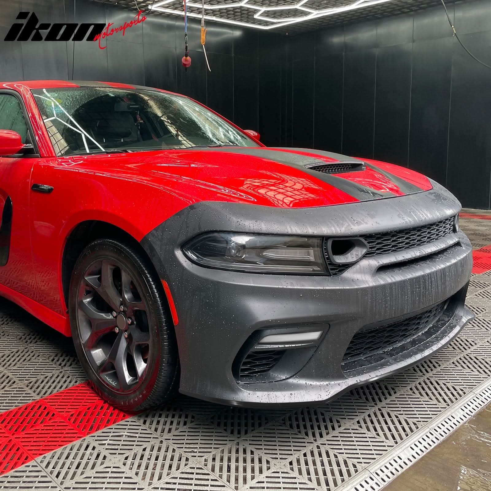 2015-2023 Dodge Charger Widebody LED Bumper Cover Matte Black Lip PP - Image 3