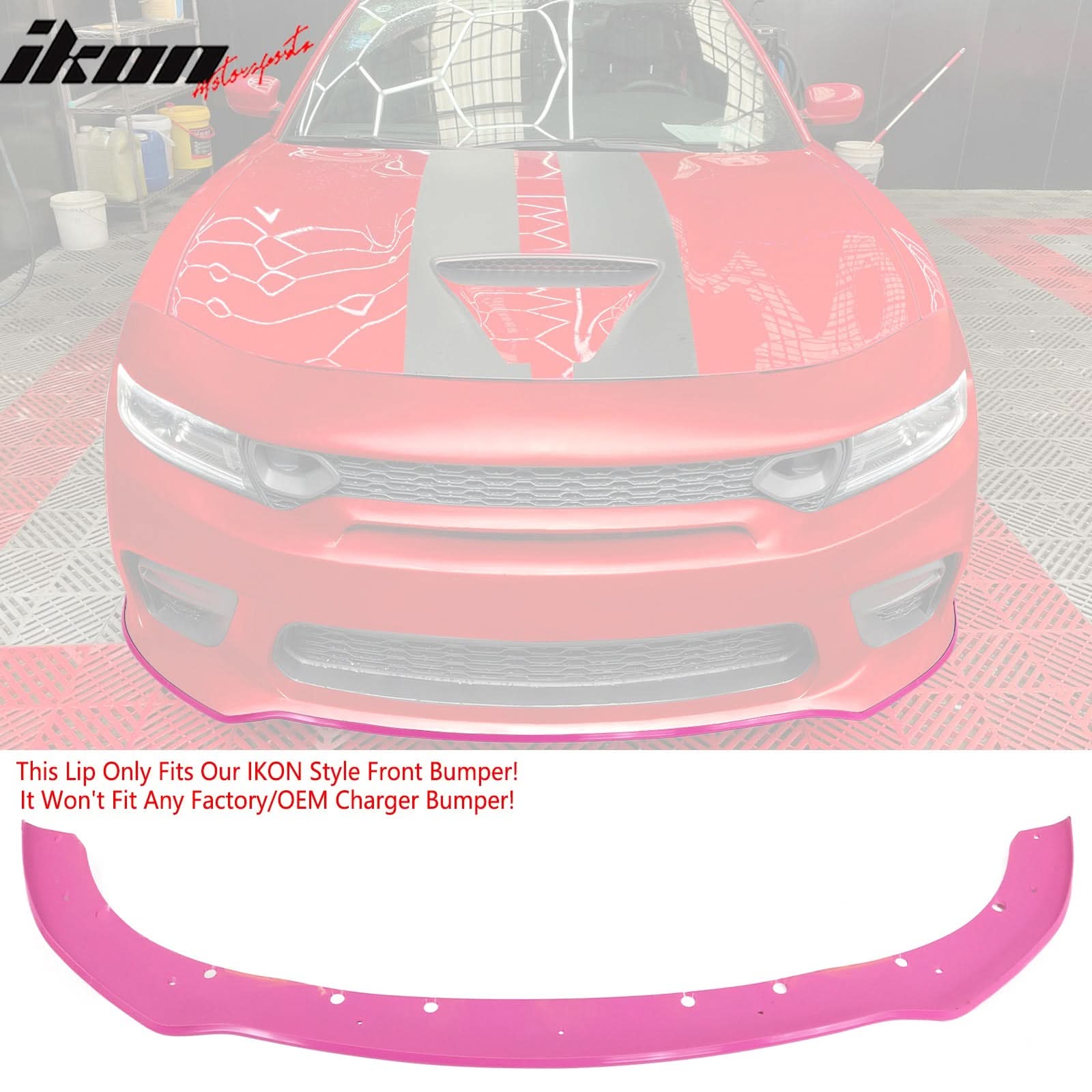 2015-2023 Dodge Charger Widebody SRT Front Bumper Cover + Pink Lip PP - Image 2