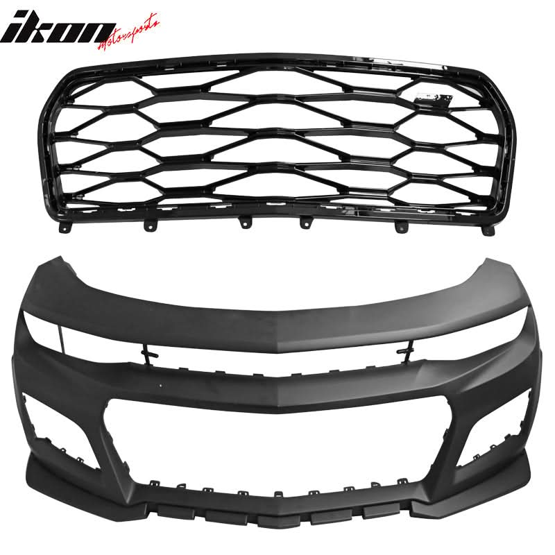 2016-2018 Chevy Camaro ZL1 Style Front Bumper + DRL Fog Lights Pair - Image 9