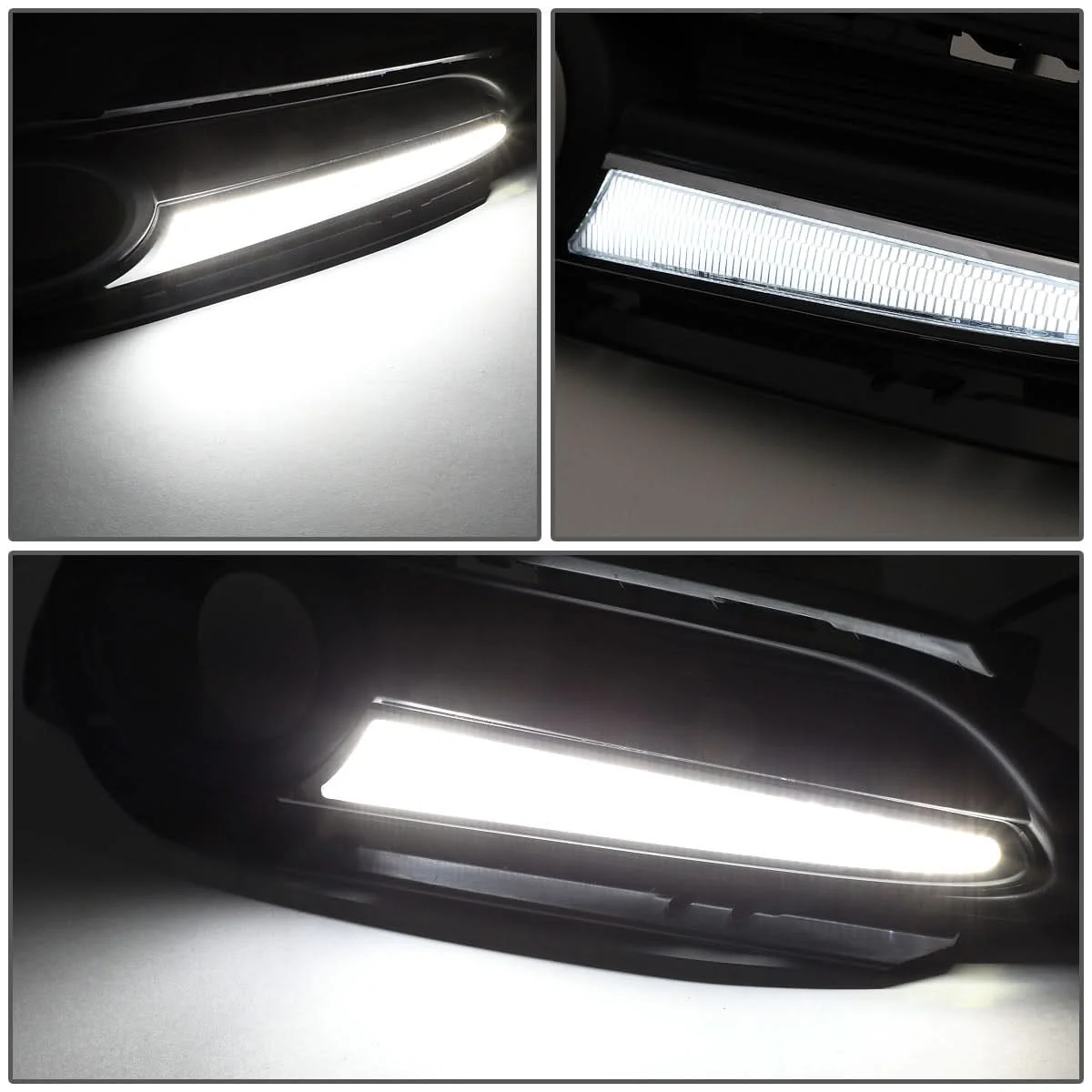 2016-2018 Honda HR-V Fog Light Cover with DRL Strip - Black/Clear - Image 4