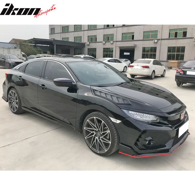 2016-2020 Honda Civic 10th Gen V2 Style Black Hood Vents ABS - Image 2