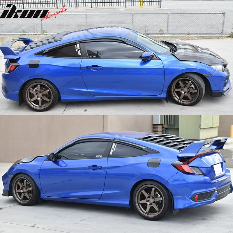 2016-2020 Honda Civic 2Dr Coupe Black Rear Window Louver ABS - Image 2