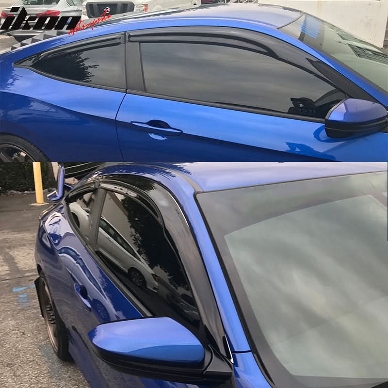 2016-2020 Honda Civic Coupe Mugen Style Window Visors Rain Wind Guards - Image 6