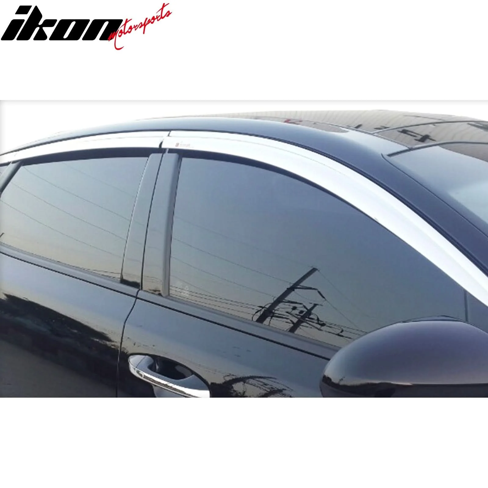 2016-2020 Kia Optima Tape-On Chrome 6PCS Window Visors Vent Guards ABS - Image 2