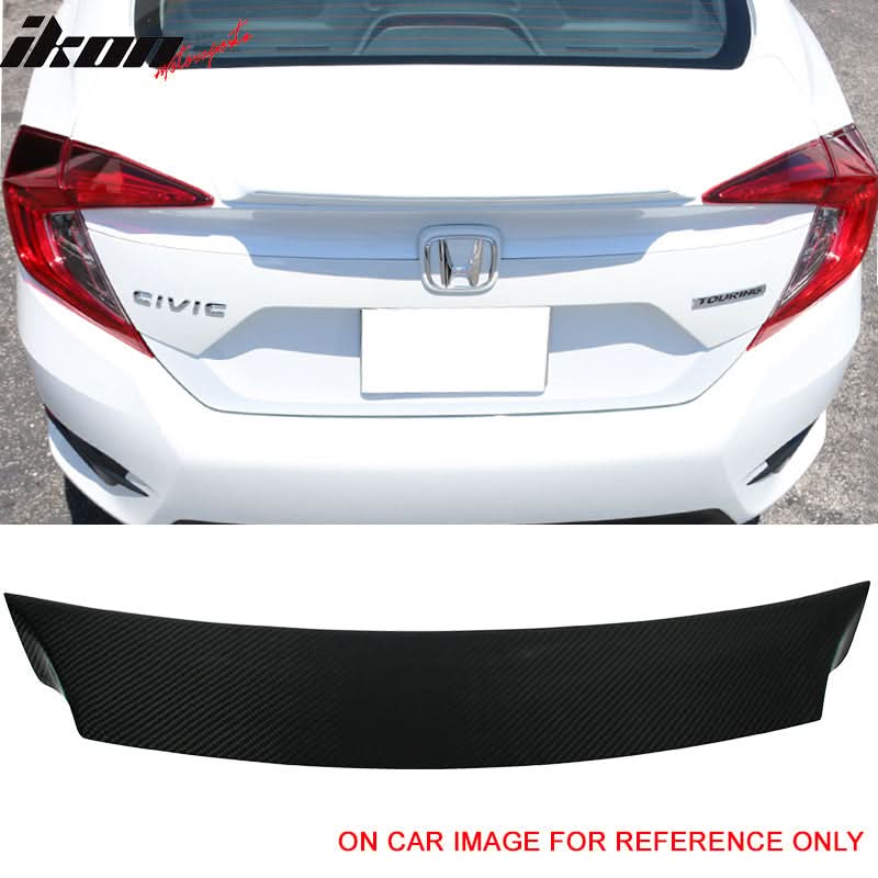 2016-2021 Honda Civic 10th 4Dr Ikon Style Carbon Fiber Trunk Spoiler - Image 9