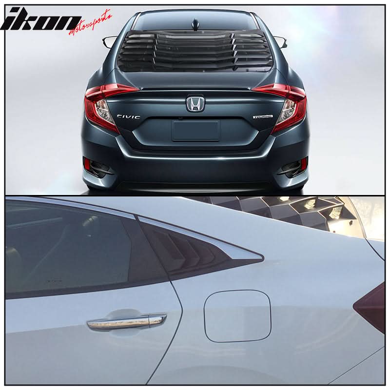 2016-2021 Honda Civic Sedan Rear Window Louver Side Quarter Scoop ABS - Image 3