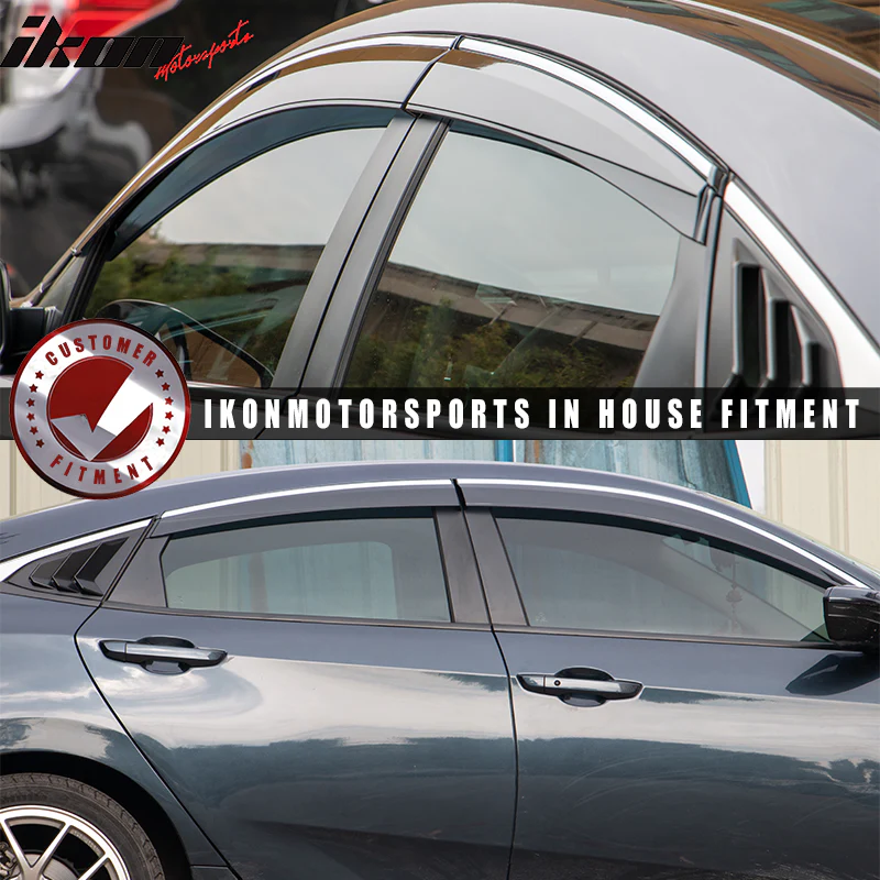 2016-2021 Honda Civic X 10th Gen OE Roof Spoiler + Window Visors ABS - Image 10