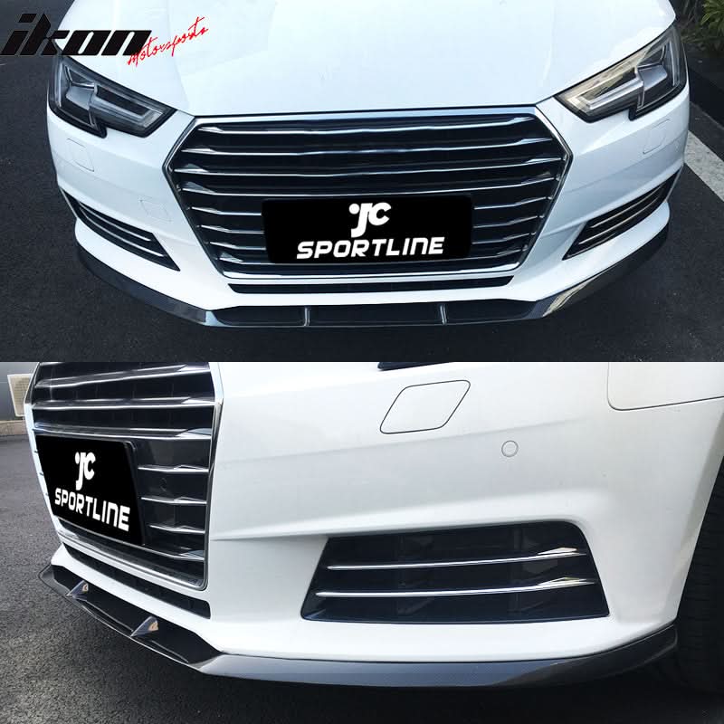 2017-2019 Audi A4 B9 JC Style Front Bumper Lip Spoiler Carbon Fiber - Image 5
