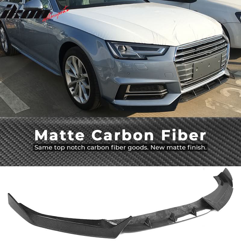 2017-2019 Audi A4 S4 B9 Sedan JC Style Front Bumper Lip Carbon Fiber - Image 4