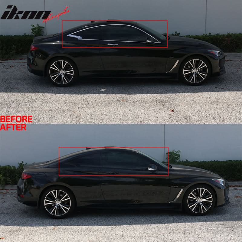 2017-2019 Infiniti Q60 Coupe Gloss Black Window Trim Chrome Delete Kit - Image 2