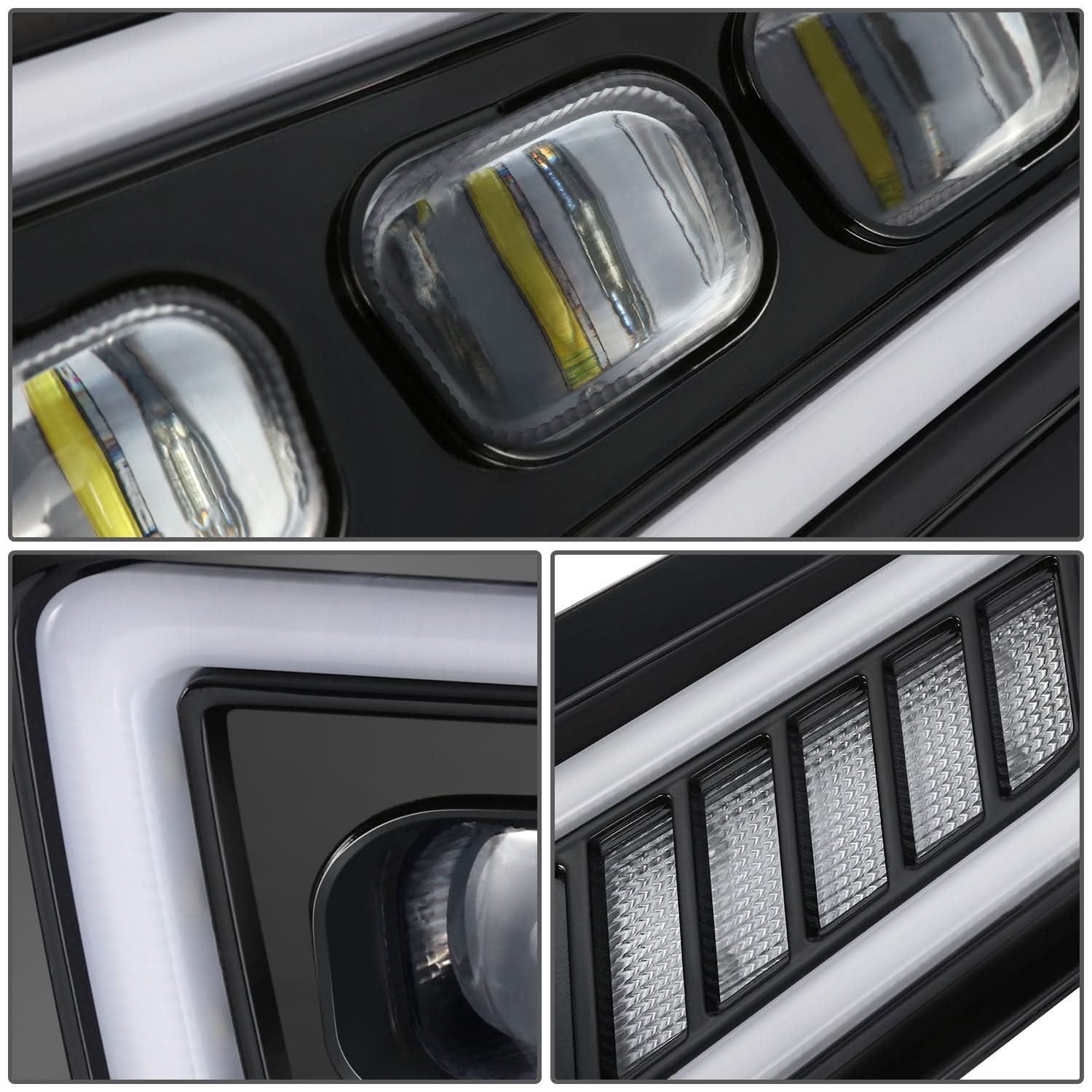 2017-2020 Ford F-150 Raptor Tri-Projector LED Fog Lights w/ Halo Ring - Image 2