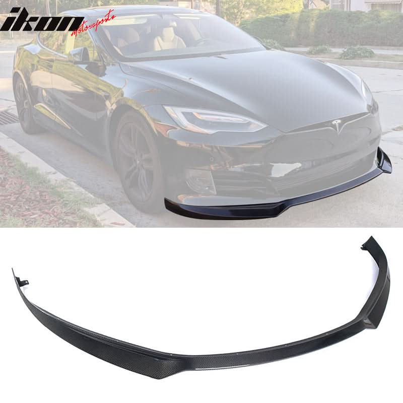 2017-2020 Tesla Model S IKON Front Lip + Trunk Spoiler CF - Image 3