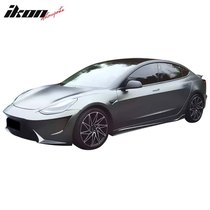 2017-2023 Tesla 3 Unpainted Black Front Bumper Guard Rear Bumper PP - Image 3