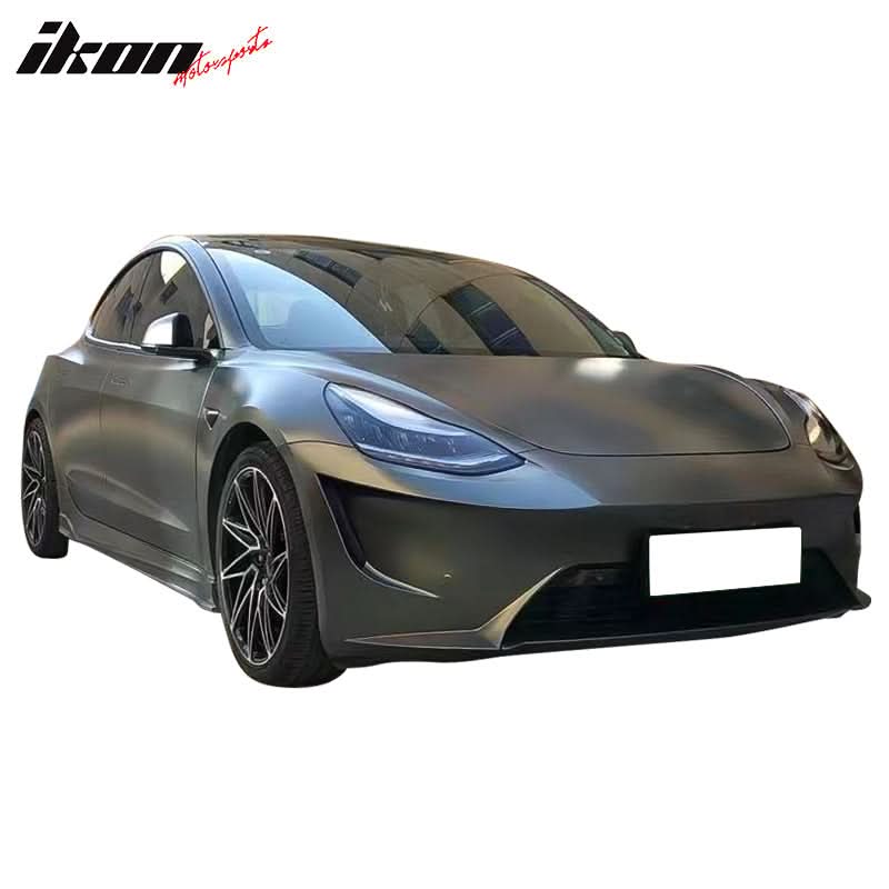 2017-2023 Tesla 3 Unpainted Black Front Bumper Shield Guard Cover PP - Image 4
