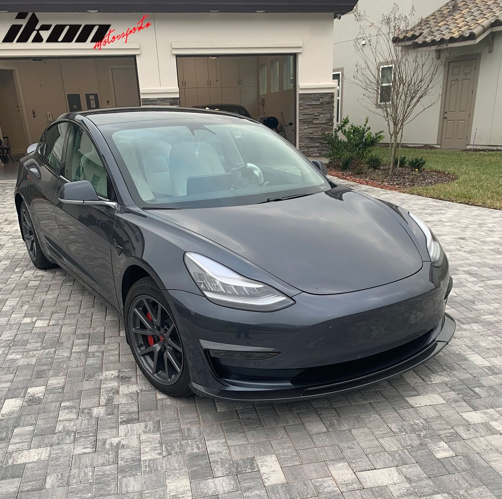 2017-2023 Tesla Model 3 Carbon Fiber Print IKON Style Fog Light Trims - Image 2