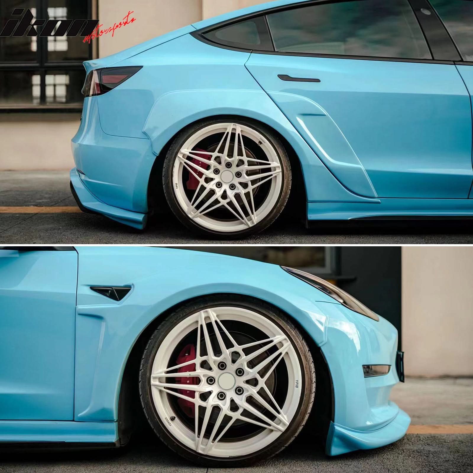 2017-2024 Tesla Model 3 IKON Fender Flares Sanded Wheel Cover ABS 6PCS - Image 2