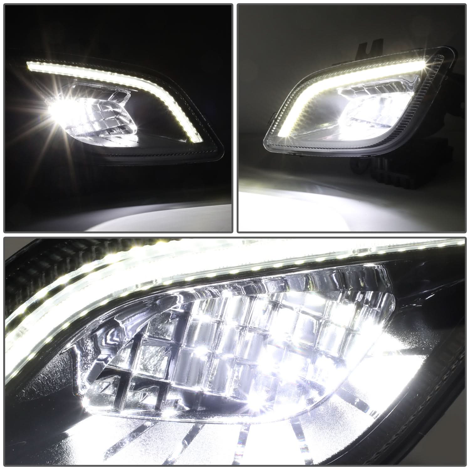 2018-2022 Freightliner Cascadia 3D Full LED Fog Lights Black - Image 2