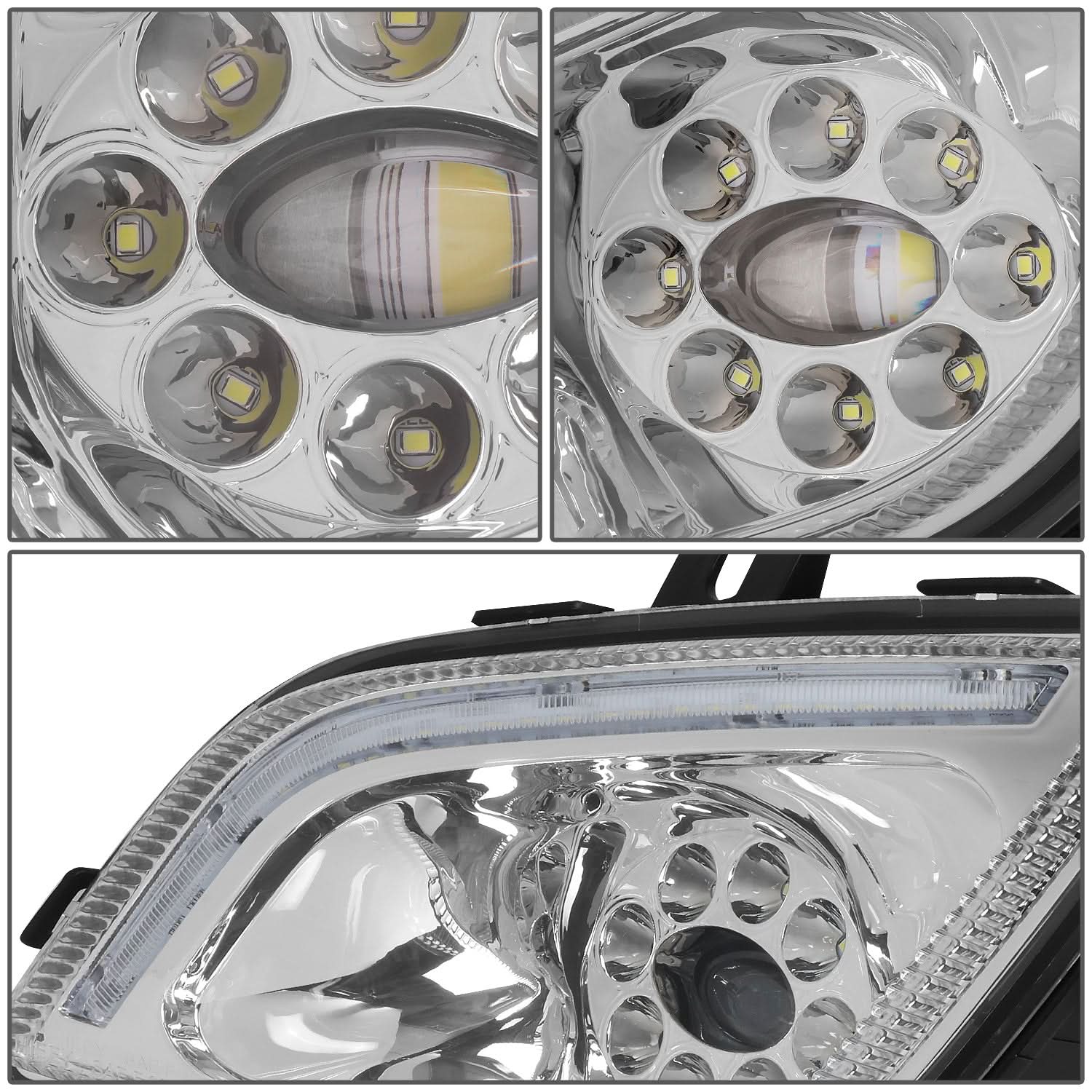 2018-2022 Freightliner Cascadia 3D Projector Full LED Fog Lights Chrome - Image 3