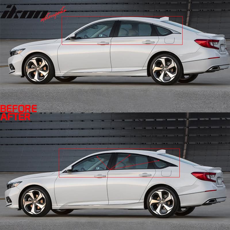 2018-2022 Honda Accord Gloss Black Window Trim Chrome Delete Vinyl Kit - Image 3