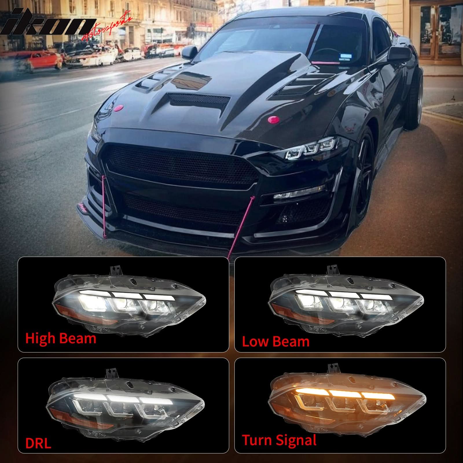 2018-2023 Ford Mustang EcoBoost GT V6 2024 Style Front Head Light Lamp - Image 4