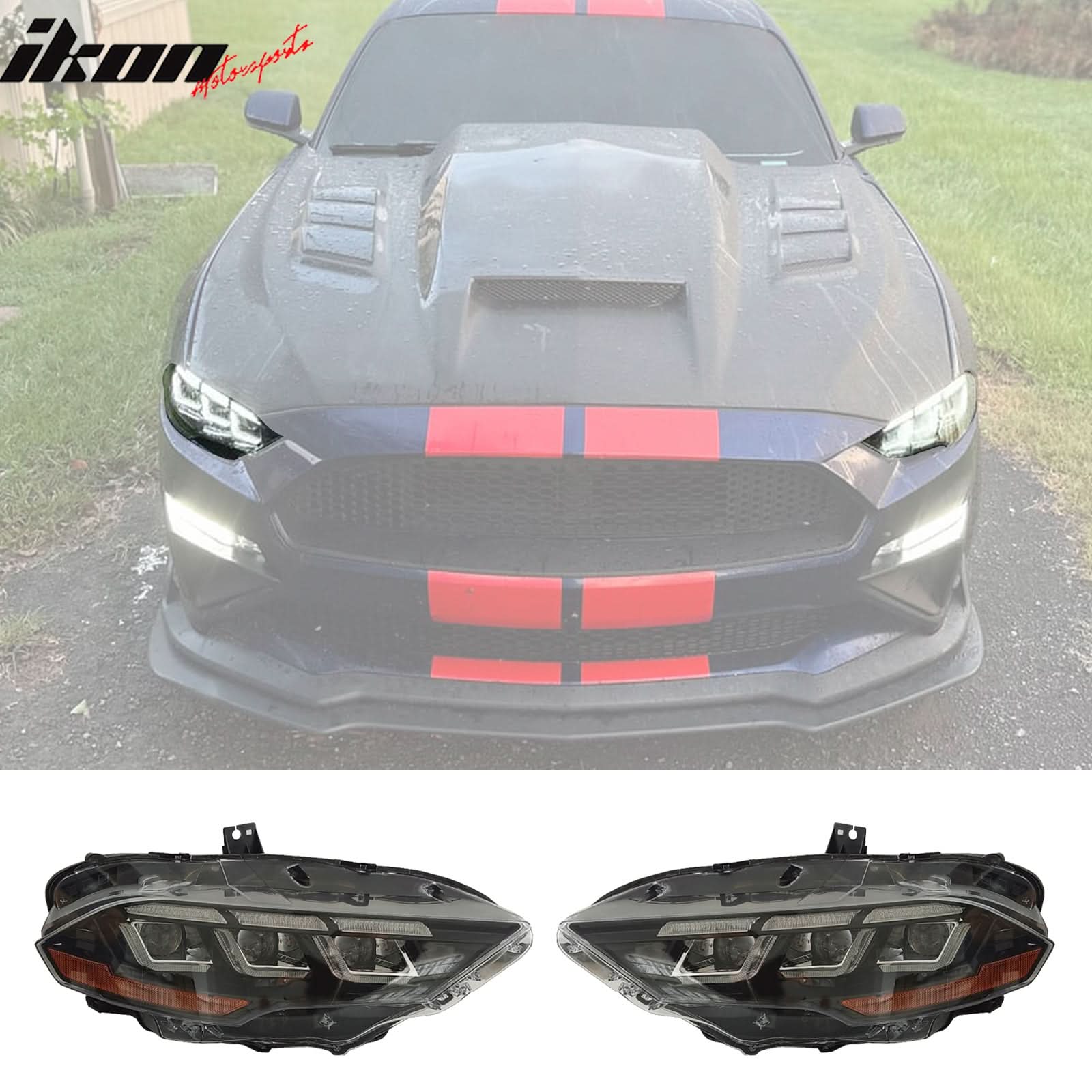 2018-2023 Ford Mustang Mach 1 Front Bumper Cover LED Grille Headlights - Image 7