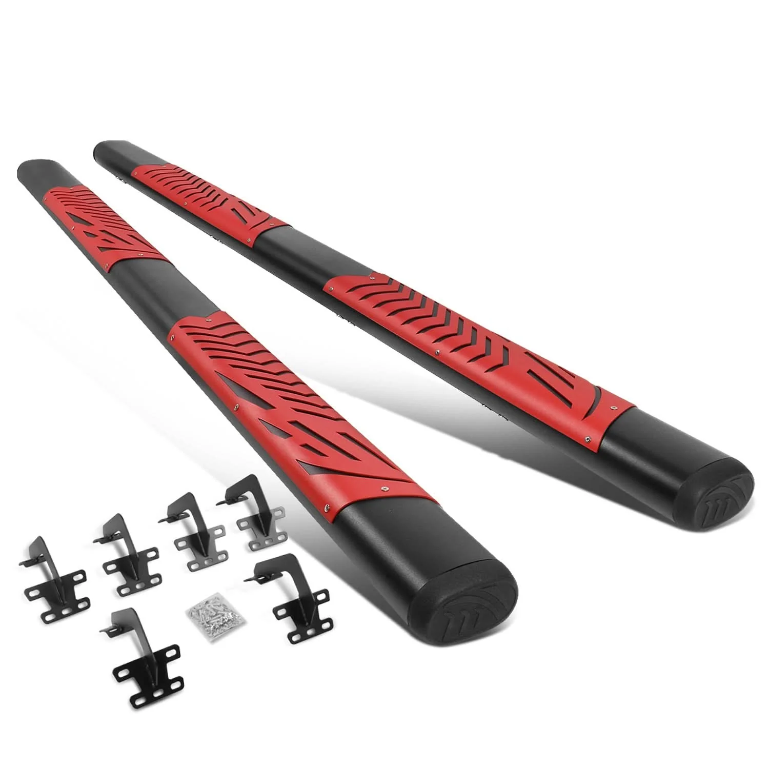 2019-2020 Dodge Ram 1500 Crew Cab 5" Nerf Bars - Black/Red - Image 2