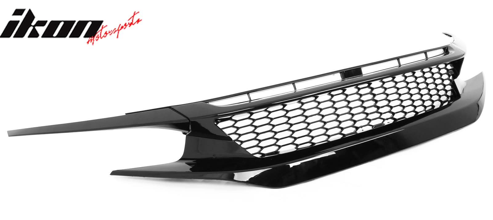 2019-2021 Honda Civic Gloss Black Honeycomb Front Upper Grille ABS - Image 4