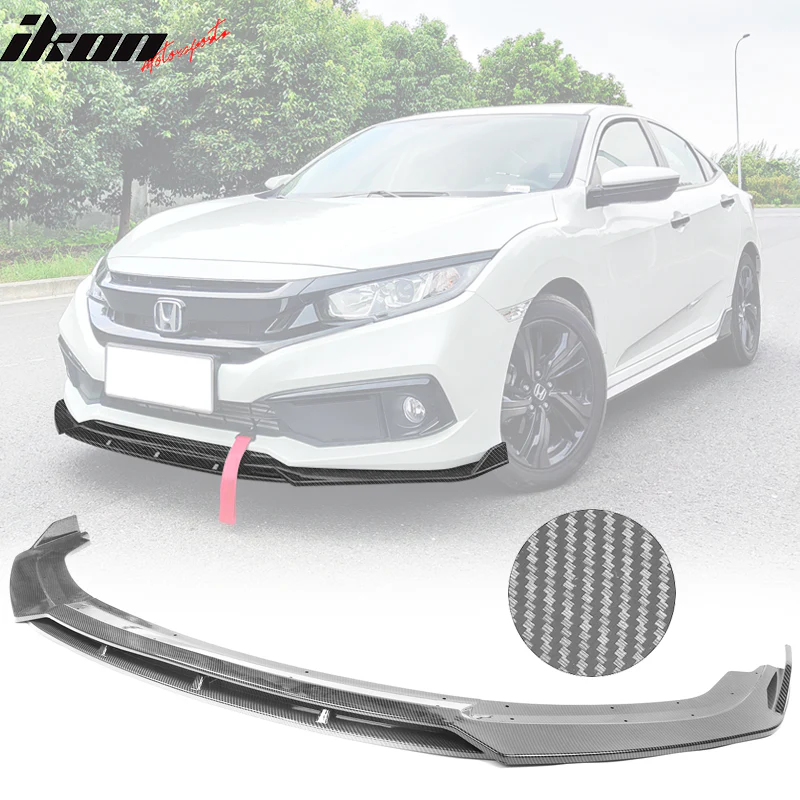 2019-2021 Honda Civic IKON V3 Style Front Bumper Lip Chin Spoiler 2PC - Image 13