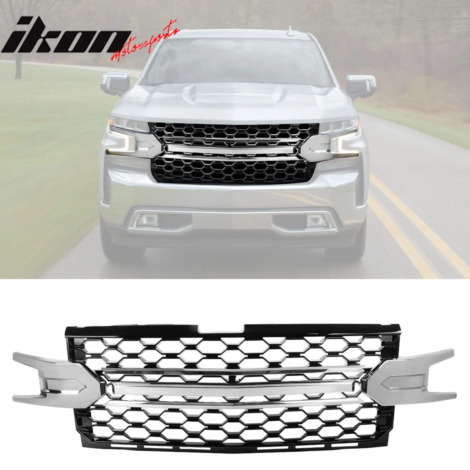 2019-2021 Silverado 1500 LT/LTZ/RST/High Country Black Car Grille - Image 3