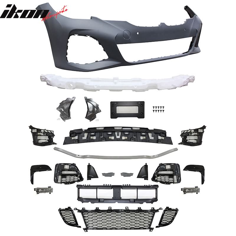 2019-2022 BMW 3 Series G20 Sedan M-Tech Style Black Front Bumper Cover - Image 3