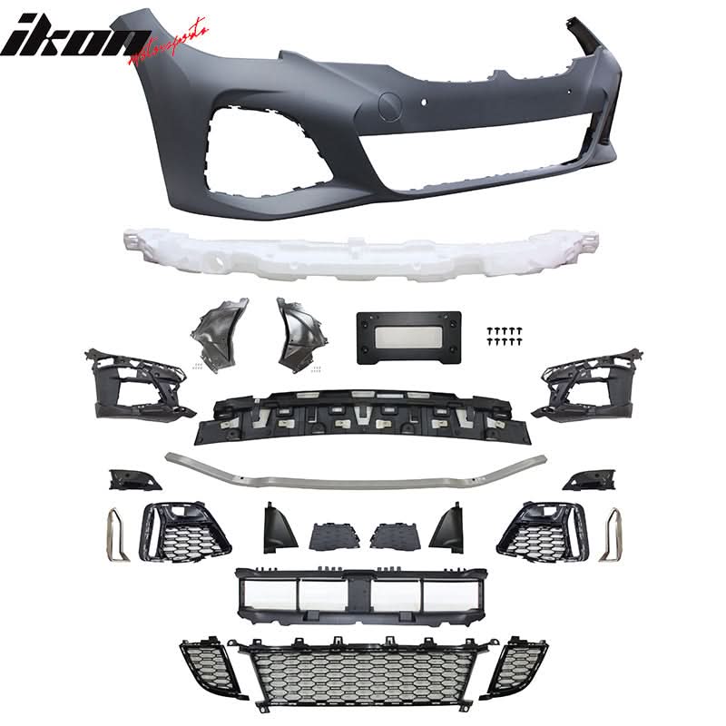 2019-2022 BMW 3 Series G20 Sedan M340 Style Black Front Bumper Cover - Image 3