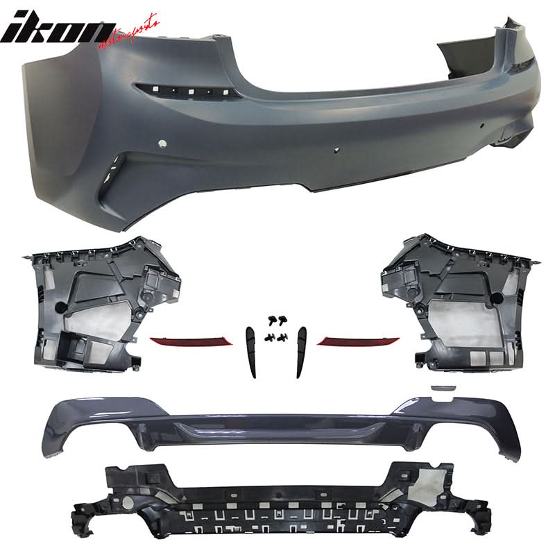 2019-2022 BMW 3 Series G20 Sedan M340 Style Black Rear Bumper Cover - Image 3