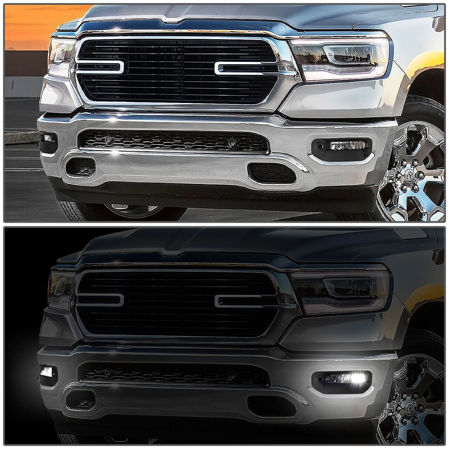2019-2022 RAM 1500 LED Fog Lights Chrome/Clear w/ Parking Sensors - Image 7