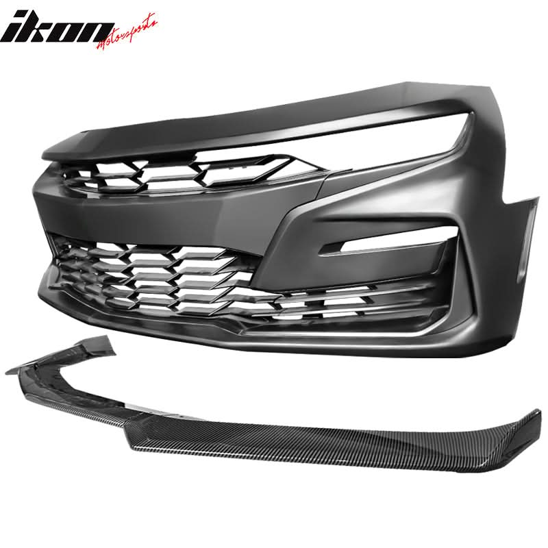 2019-2024 Chevy Camaro SS Style Black Front Bumper Guard CFL Lip ABS - Image 2
