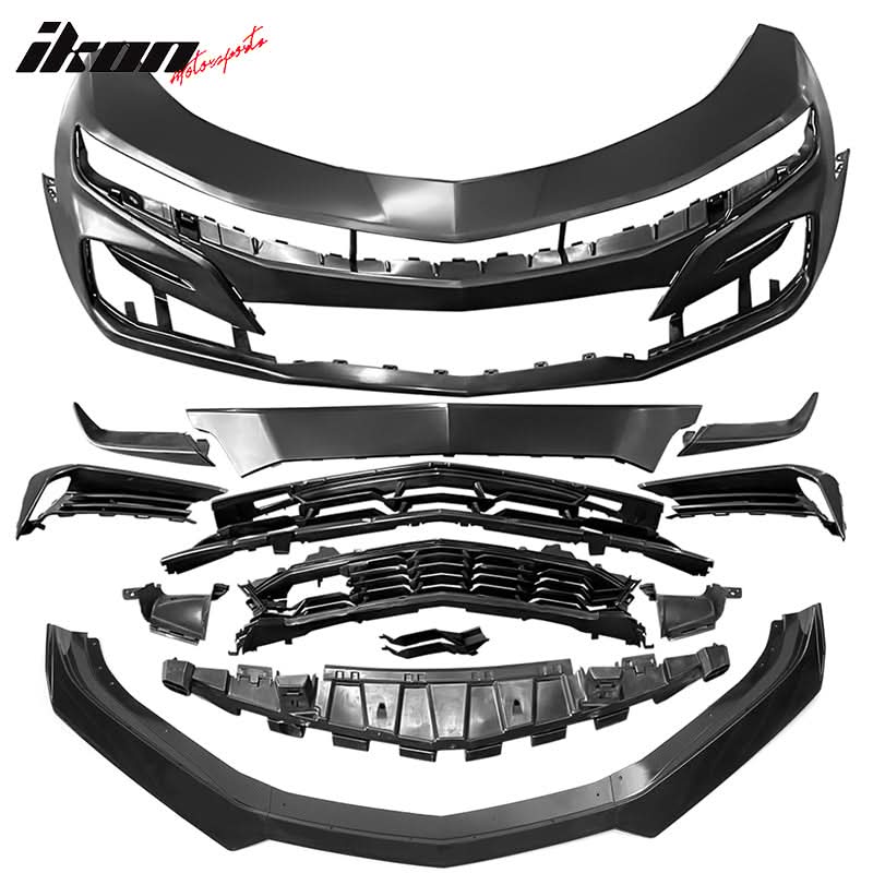2019-2024 Chevy Camaro SS Style Black Front Bumper Guard Gloss Lip ABS - Image 5