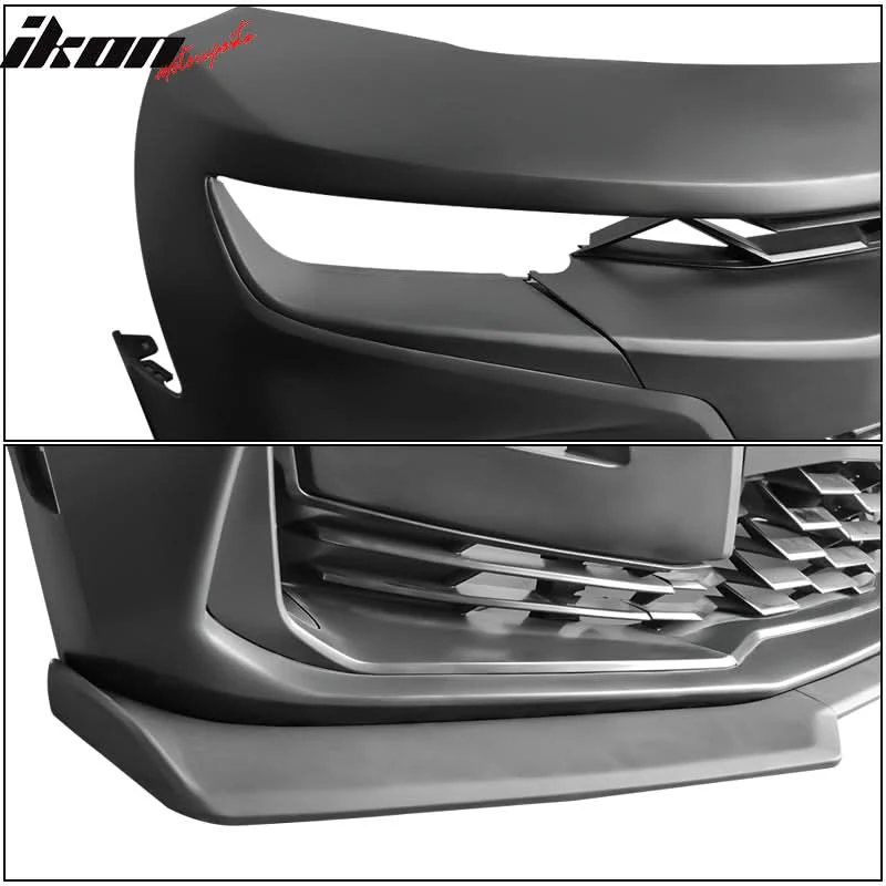 2019-2024 Chevy Camaro SS Style Unpainted Front Bumper Matte Black Lip - Image 7