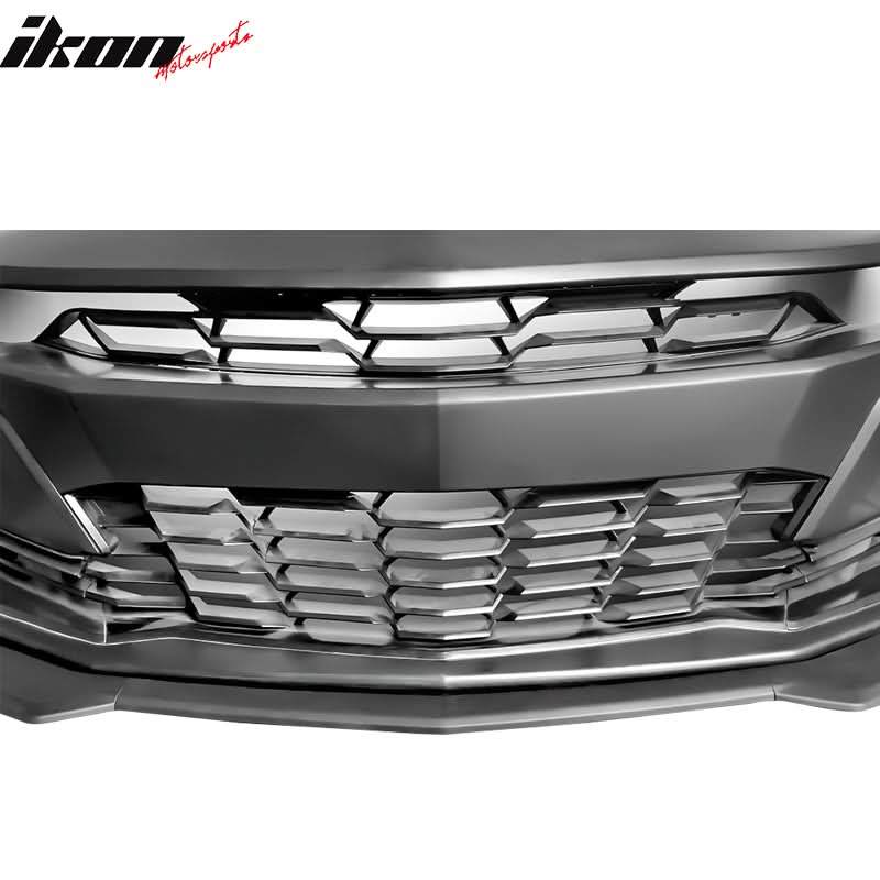 2019-2024 Chevy Camaro SS Style Unpainted Front Bumper Matte Black Lip - Image 8