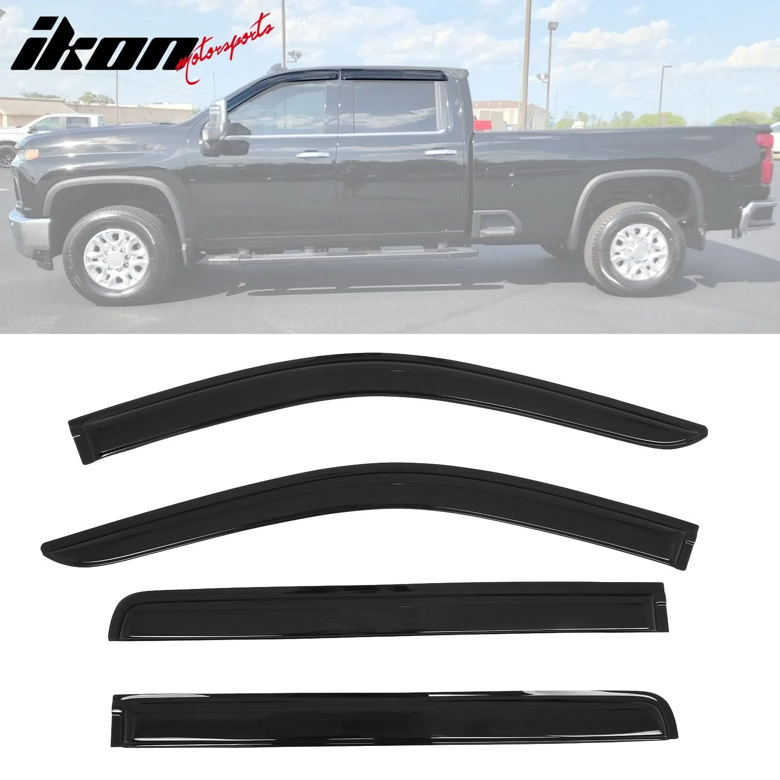 2019-2025 Chevy Silverado & GMC Sierra 1500 Crew Cab 4PC Window Visors