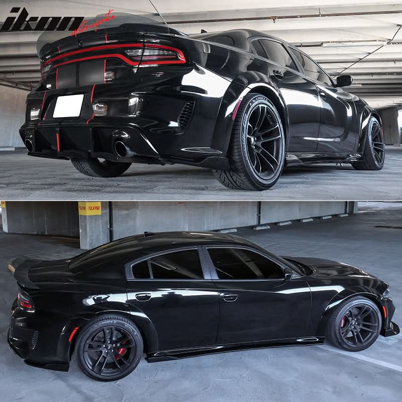 2020-2023 Dodge Charger IKON Matte Black Rear Bumper Side Apron PP - Image 15