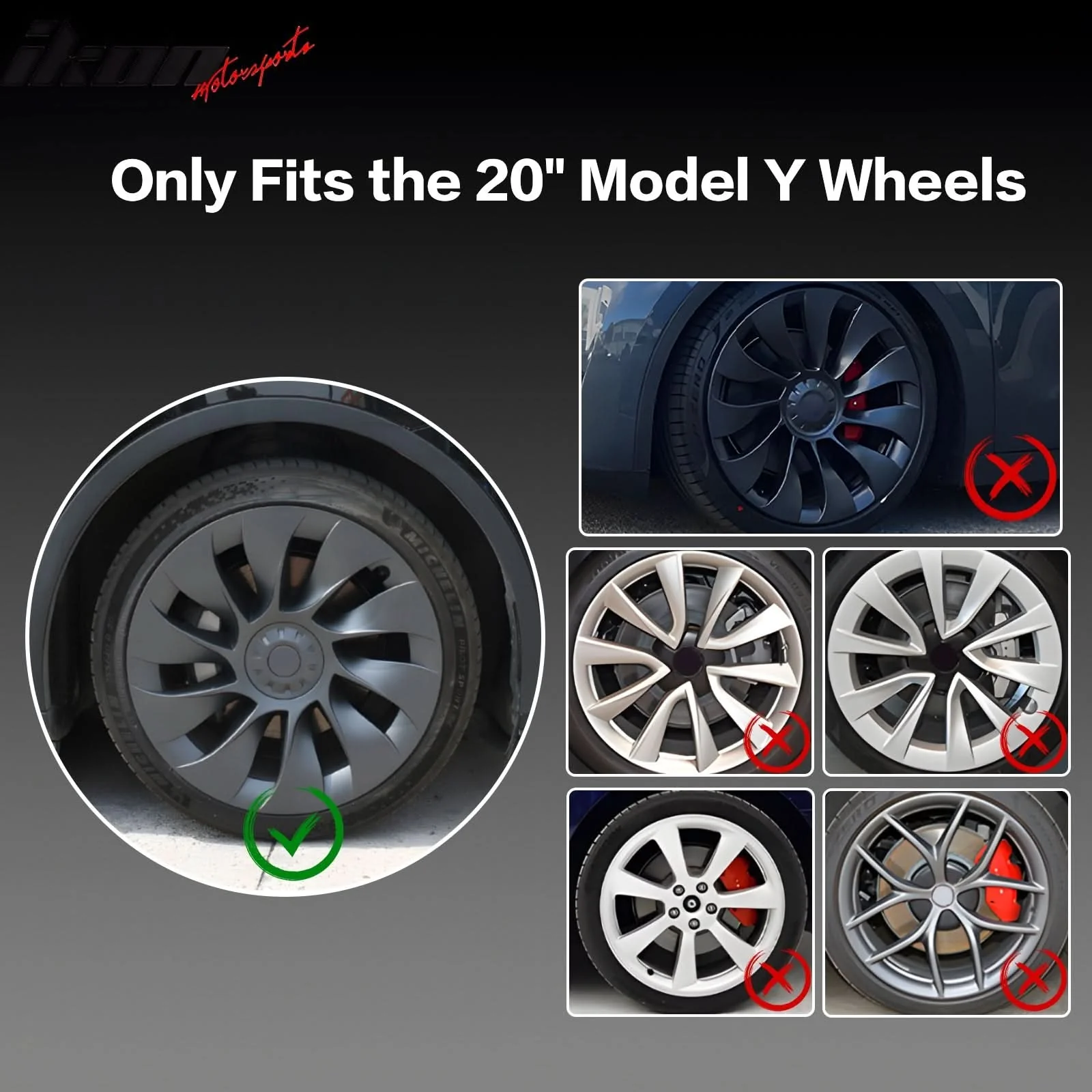 2020-2024 Tesla Model Y 20'' Matte Black V1 Hubcap Wheel Cover Rim ABS - Image 5