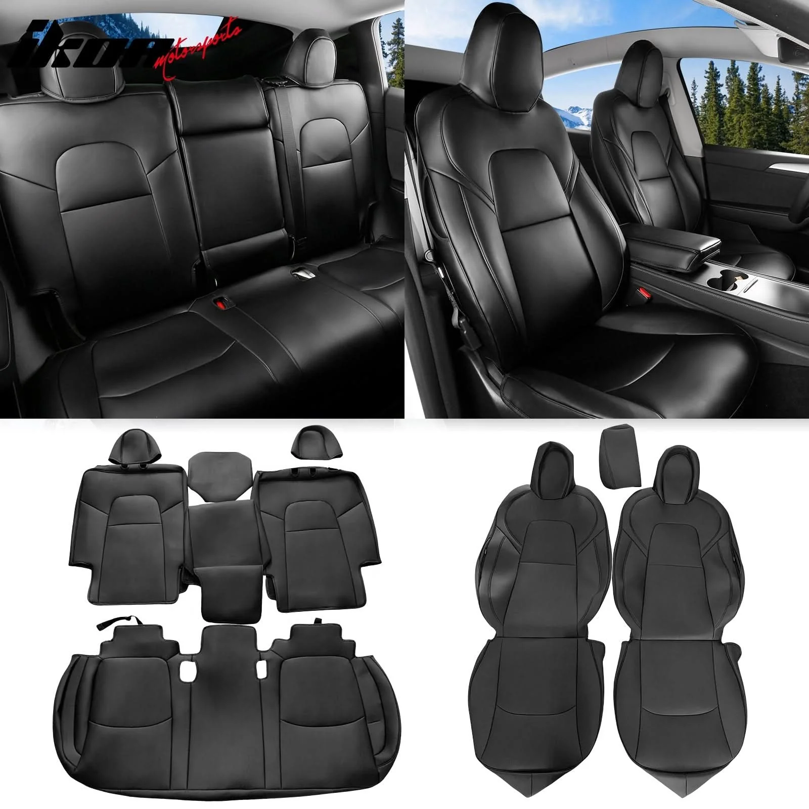 2020-2024 Tesla Model Y Front Rear 5-Seat Seat Covers Leather - Image 16