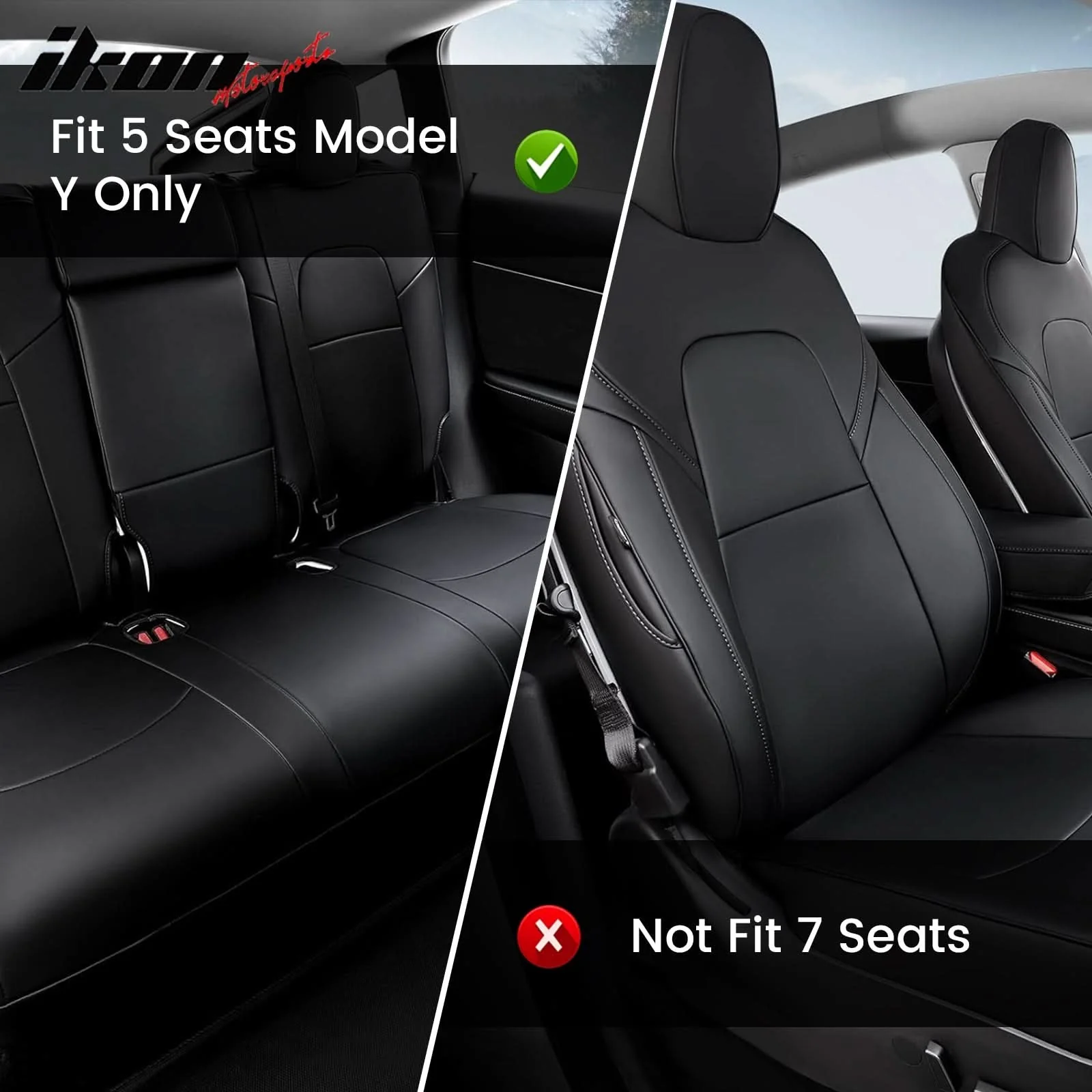 2020-2024 Tesla Model Y Front Rear 5-Seat Seat Covers Leather - Image 17