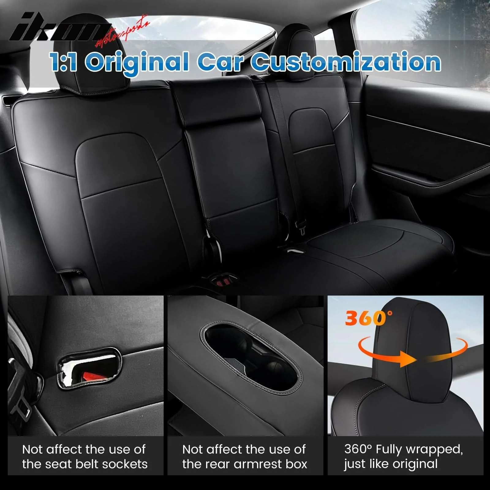 2020-2024 Tesla Model Y Front Rear 5-Seat Seat Covers Leather - Image 19