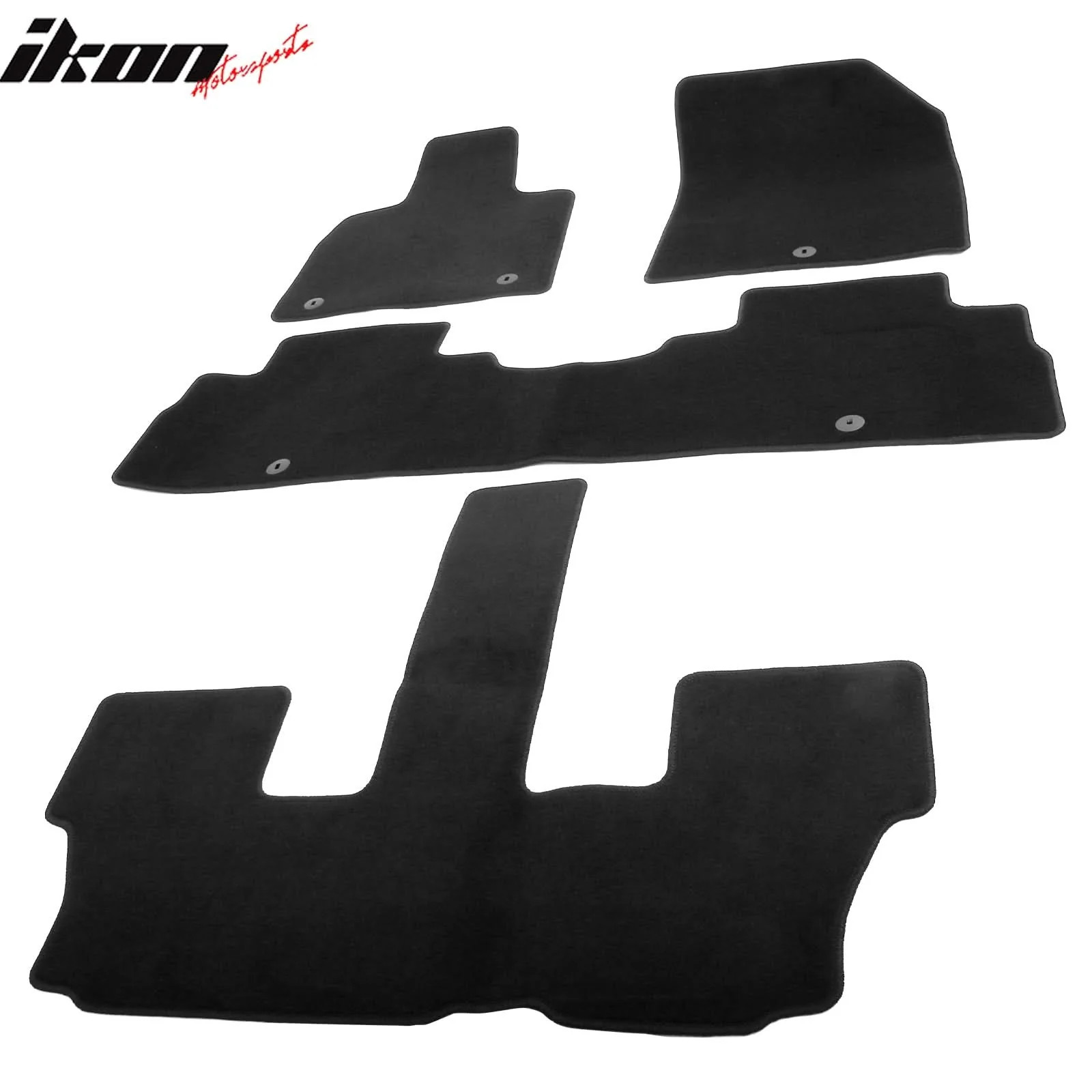 2020-2025 Hyundai Palisade 7/8-Seat Black Front Rear Floor Mats Nylon - Image 3
