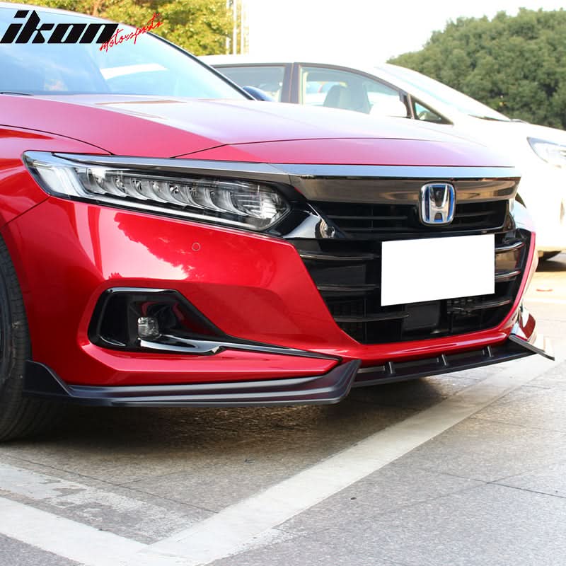 2021-2022 Honda Accord IKON V1 Style Front Bumper Lip Spoiler 3PCS PP - Image 3
