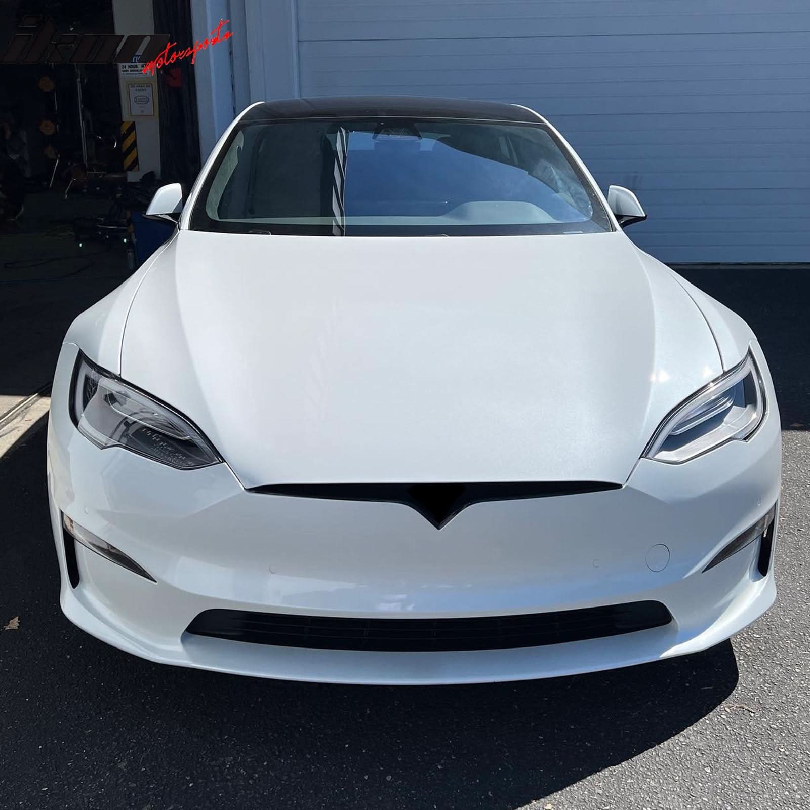2021-2024 Tesla Model S Gloss Black Revozport Front Lip Carbon Fiber - Image 4